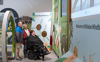 Suzie Beattie, a wheelchair user, visiting Whitelee Windfarm