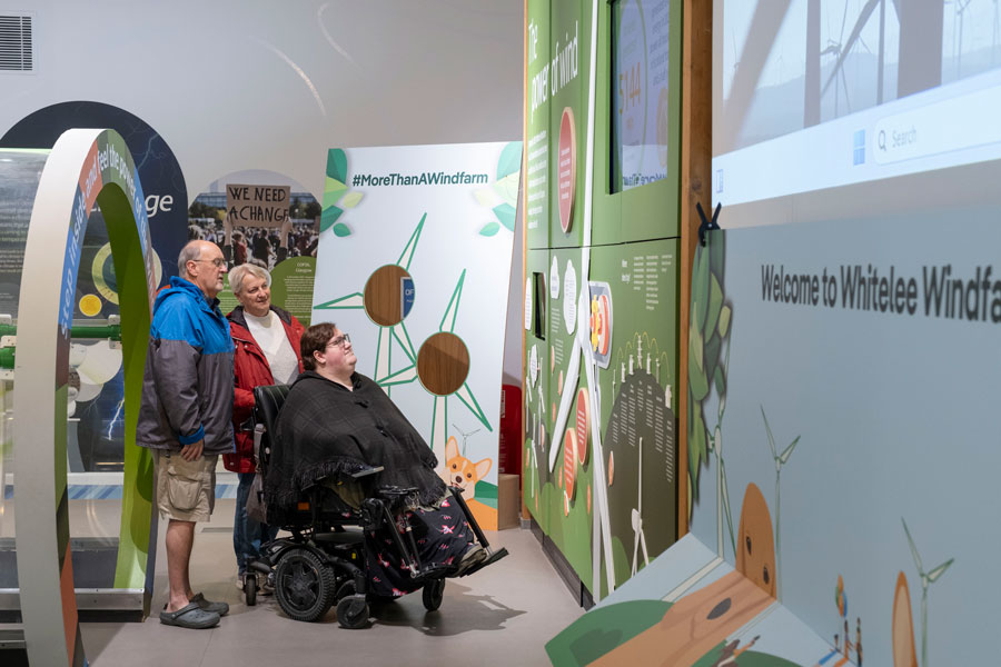 Suzie Beattie, a wheelchair user, visiting Whitelee Windfarm